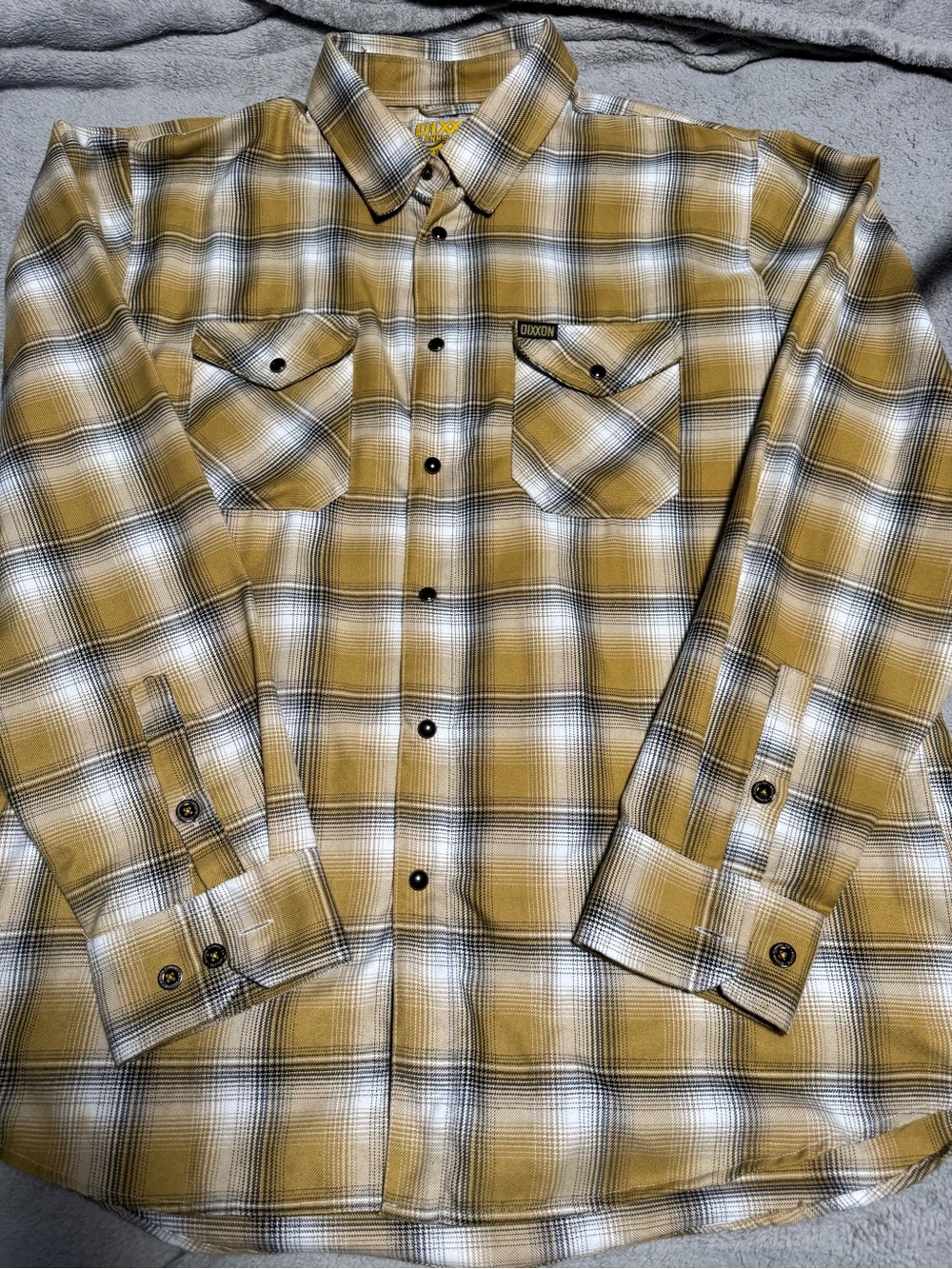 DIXXON Mustard and White Plaid Button-Up Shirt Jacket